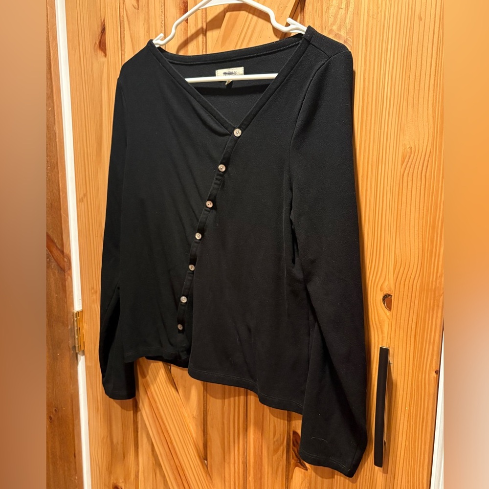 Madewell Asymmetrical Black Button-Front Cardigan Women’s Size Large